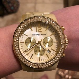 Gold and Rhinestone Michael Kors Watch